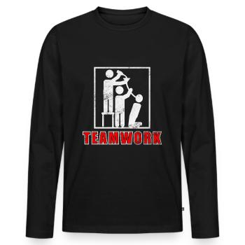 Drinking in a group Teamwork Drinking with a friend - Men's Premium Organic Long Sleeve Shirt - black - Front - Nico (187cm)