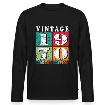 Vintage 1970 Limited Edition - Männer Premium Bio Langarmshirt - Schwarz - Vorne - Nico (187cm)