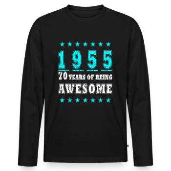 70. Geburtstag 70 Jahre - Männer Premium Bio Langarmshirt - Schwarz - Vorne - Nico (187cm)