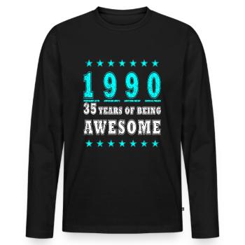 35 Years Thirty-Five Birthday Gift 35 - Men's Premium Organic Long Sleeve Shirt - black - Front - Nico (187cm)