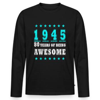 80e anniversaire 80e anniversaire Cadeau pour les quatre-vingts ans - T-shirt manches longues Premium bio Homme - noir - Devant - Nico (187cm)