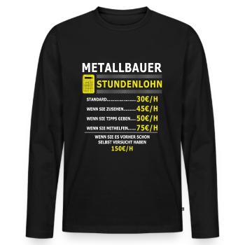 Stundenlohn Metallbauer - Männer Premium Bio Langarmshirt - Schwarz - Vorne - Nico (187cm)