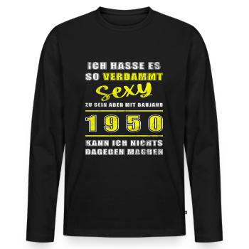 1950 - Jahrgang 1950 - Baujahr 1950 Spruch - Männer Premium Bio Langarmshirt - Schwarz - Vorne - Nico (187cm)