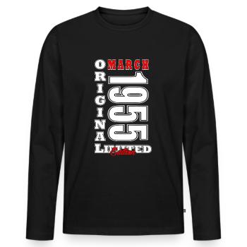 March 1955. March 1955 Birthday present. March. - Men's Premium Organic Long Sleeve Shirt - black - Front - Nico (187cm)