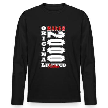 March 2000 birthday present. March 2000. - Men's Premium Organic Long Sleeve Shirt - black - Front - Nico (187cm)