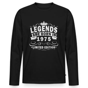 Légende 1975 Anniversaire Légendaire depuis 1975 - T-shirt manches longues Premium bio Homme - noir - Devant - Nico (187cm)