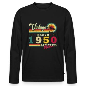 Vintage march 1950 birthday march 1950 retro 1950 - Men's Premium Organic Long Sleeve Shirt - black - Front - Nico (187cm)