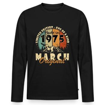 March 1975 March Anniversary March 1975 - Men's Premium Organic Long Sleeve Shirt - black - Front - Nico (187cm)