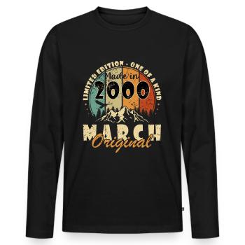 March 2000 birthday present. March 2000. - Men's Premium Organic Long Sleeve Shirt - black - Front - Nico (187cm)