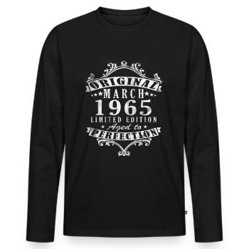 Mars 1965 Anniversaire - Millésime Mars 1965 - T-shirt manches longues Premium bio Homme - noir - Devant - Nico (187cm)