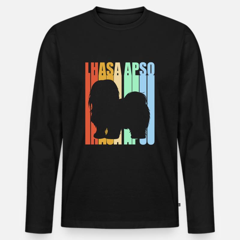 Lhasa Apso - Männer Premium Bio Langarmshirt - Schwarz