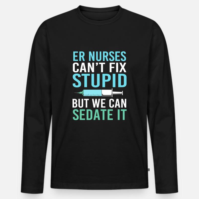 Notfall Krankenschwester - Männer Premium Bio Langarmshirt - Schwarz