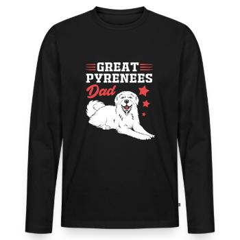 Chien des Pyrénées - T-shirt manches longues Premium bio Homme - noir - Devant - Nico (187cm)