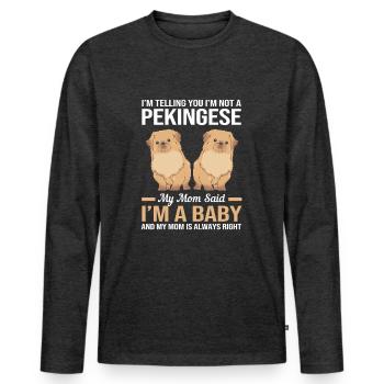 Pekinese Peningese - Männer Premium Bio Langarmshirt - Anthrazit meliert - Vorne - Nico (187cm)