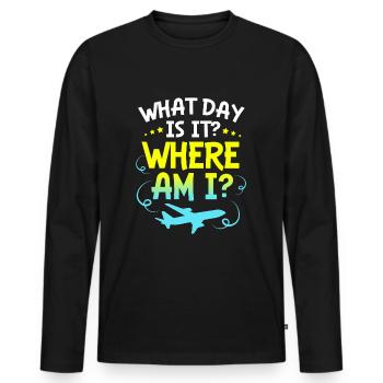 Flight Attendant Stewardess - Men's Premium Organic Long Sleeve Shirt - black - Front - Nico (187cm)