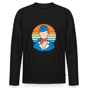 Stewardess Flight Attendant - Men's Premium Organic Long Sleeve Shirt - black - Front - Nico (187cm)