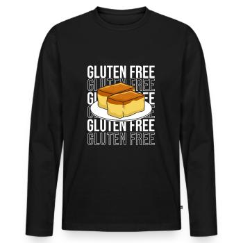 Glutenfrei - Männer Premium Bio Langarmshirt - Schwarz - Vorne - Nico (187cm)