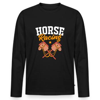 Hobby Cheval Hobby Horsing Hobbyhorsing - T-shirt manches longues Premium bio Homme - noir - Devant - Nico (187cm)
