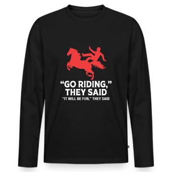 Courses de chevaux - T-shirt manches longues Premium bio Homme - noir - Devant - Nico (187cm)