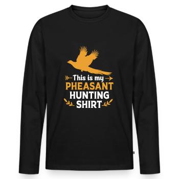 Pheasant Hunting Hunter Pheasant Hunting - Men's Premium Organic Long Sleeve Shirt - black - Front - Nico (187cm)