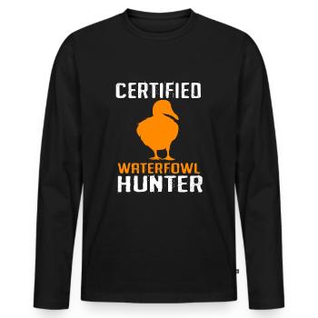 Duck Hunt Duck Hunting Hunter - Men's Premium Organic Long Sleeve Shirt - black - Front - Nico (187cm)