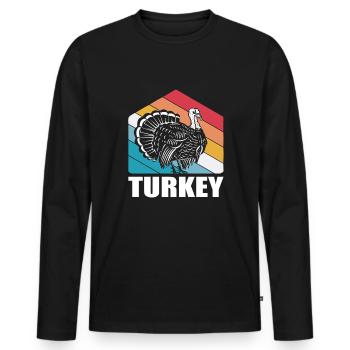 Chasse à la dinde Chasse à la dinde Thanksgiving - T-shirt manches longues Premium bio Homme - noir - Devant - Nico (187cm)