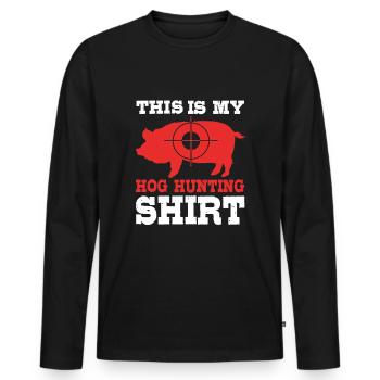 Chasse au cochon Chasseur Chasse au sanglier - T-shirt manches longues Premium bio Homme - noir - Devant - Nico (187cm)
