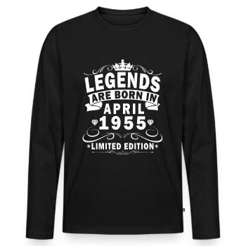 April 1955 Geburtstagsgeschenk April 1955 - Männer Premium Bio Langarmshirt - Schwarz - Vorne - Nico (187cm)