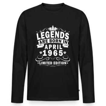 Avril 1965 Vintage Anniversaire Avril 1965 - T-shirt manches longues Premium bio Homme - noir - Devant - Nico (187cm)
