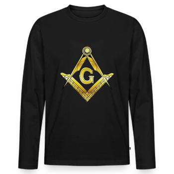 Masonic Illuminati - Men's Premium Organic Long Sleeve Shirt - black - Front - Nico (187cm)
