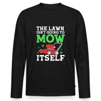 Lawn mower lawn (meadow) - Men's Premium Organic Long Sleeve Shirt - black - Front - Nico (187cm)