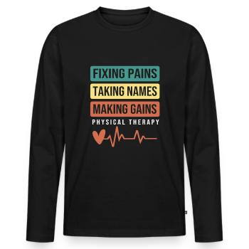 Physiotherapy Physiotherapy Physiotherapist - Men's Premium Organic Long Sleeve Shirt - black - Front - Nico (187cm)