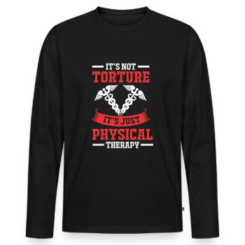 Physio Kinésithérapeute - T-shirt manches longues Premium bio Homme - noir - Devant - Nico (187cm)