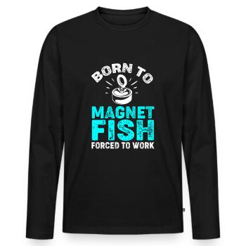 Pêche à l’aimant Pêcheur à l’aimant Pêche à l’aimant - T-shirt manches longues Premium bio Homme - noir - Devant - Nico (187cm)