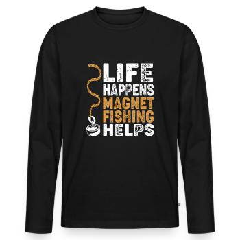 Pêche à l’aimant Pêcheur à l’aimant Pêche à l’aimant - T-shirt manches longues Premium bio Homme - noir - Devant - Nico (187cm)