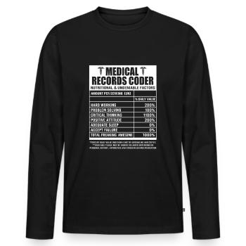 Medical Programmer Medical Coder - Men's Premium Organic Long Sleeve Shirt - black - Front - Nico (187cm)