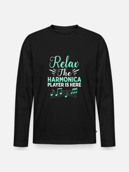 Harmonica Folk Music Folk Festival - Men's Premium Organic Long Sleeve Shirt - black