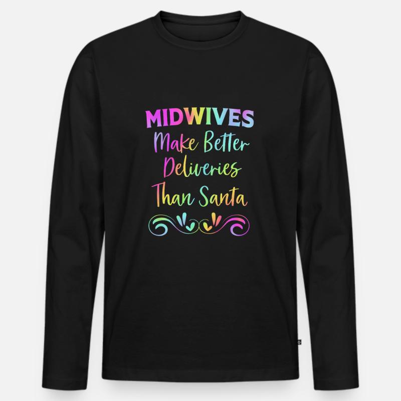 Hebamme - Männer Premium Bio Langarmshirt - Schwarz