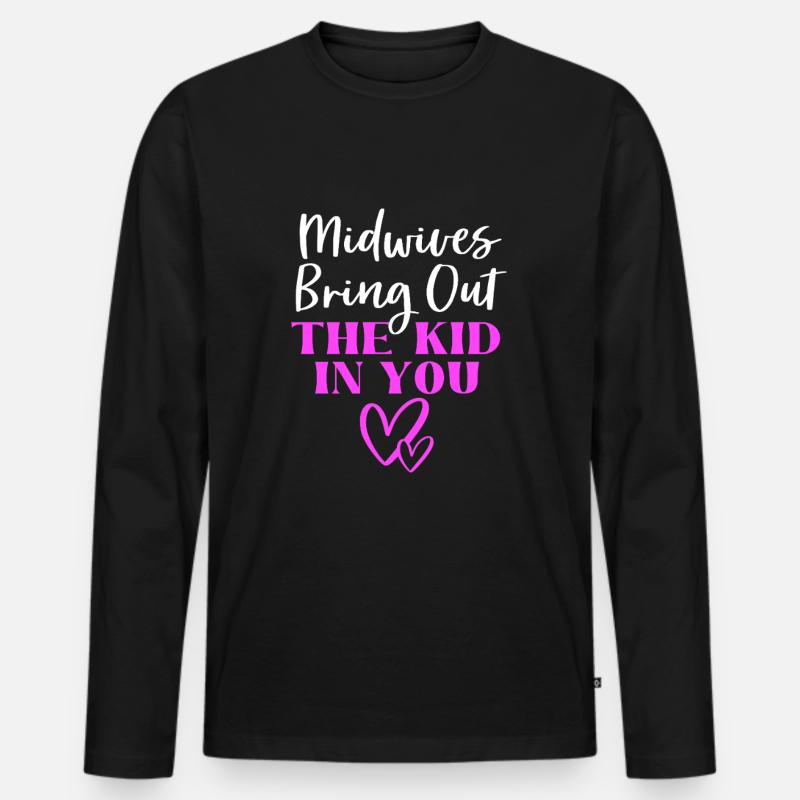Hebamme - Männer Premium Bio Langarmshirt - Schwarz