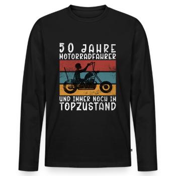 50 Birthday Man Biker 50 Years Motorcycle - Men's Premium Organic Long Sleeve Shirt - black - Front - Nico (187cm)
