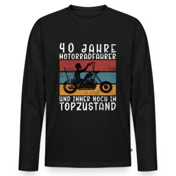 Biker 40 Years Motorcyclist Birthday Motorcycle - Men's Premium Organic Long Sleeve Shirt - black - Front - Nico (187cm)