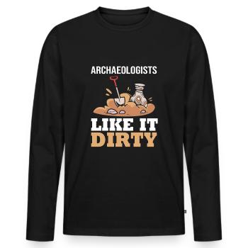 Archaeology - Men's Premium Organic Long Sleeve Shirt - black - Front - Nico (187cm)