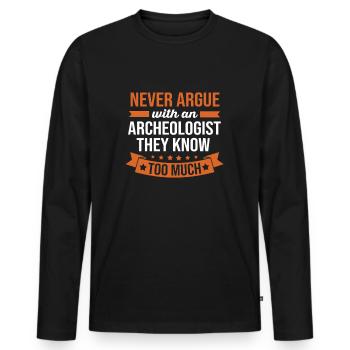 Archaeology - Men's Premium Organic Long Sleeve Shirt - black - Front - Nico (187cm)