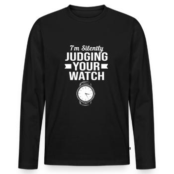 Clockwork Clock - Men's Premium Organic Long Sleeve Shirt - black - Front - Nico (187cm)