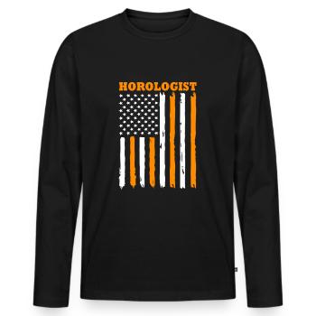 Uhr Uhrwerk - Männer Premium Bio Langarmshirt - Schwarz - Vorne - Nico (187cm)