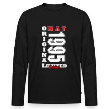 Anniversaire Mai 1995 Anniversaire de Mai 1995 - T-shirt manches longues Premium bio Homme - noir - Devant - Nico (187cm)