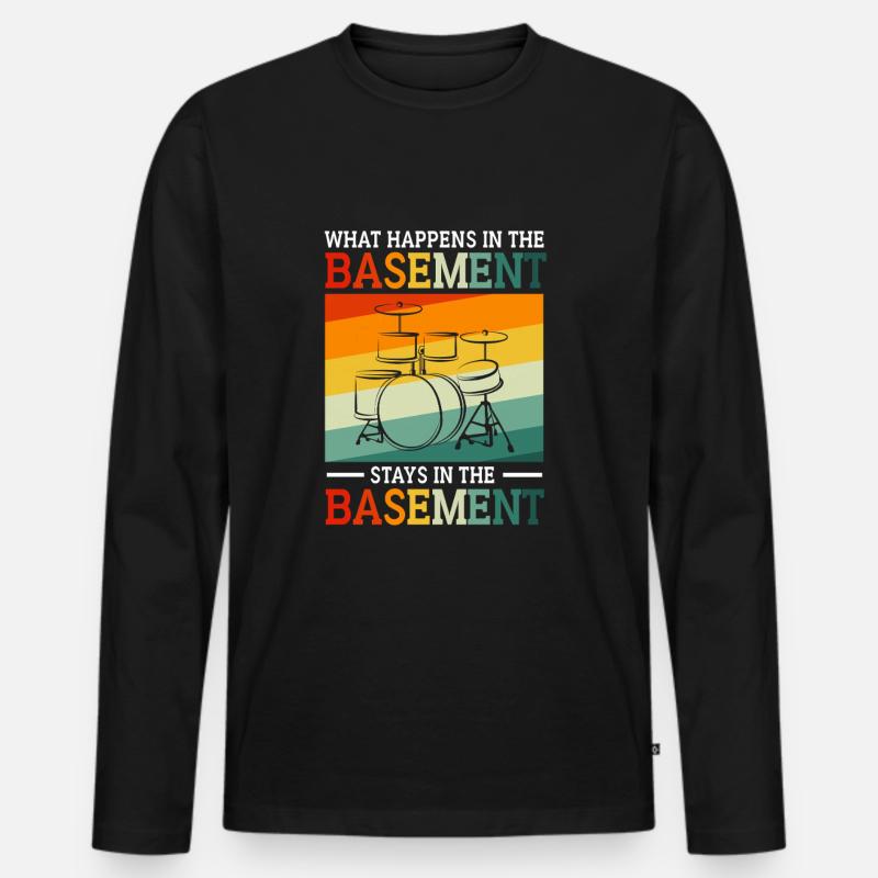 Drummer Drum Baguettes - T-shirt manches longues Premium bio Homme - noir