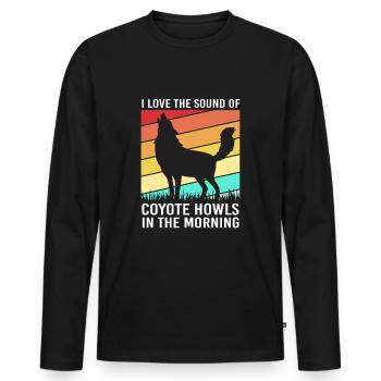 Chasse au chasseur de coyote - T-shirt manches longues Premium bio Homme - noir - Devant - Nico (187cm)