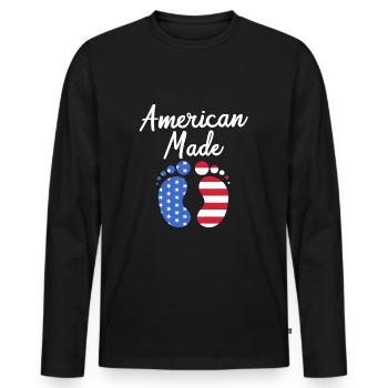 Baby Shower July - Men's Premium Organic Long Sleeve Shirt - black - Front - Nico (187cm)