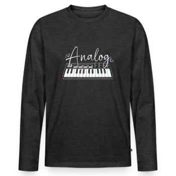 DJ Djing Label Keyboard - Men's Premium Organic Long Sleeve Shirt - heather anthracite - Front - Nico (187cm)